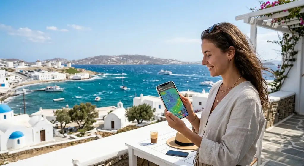 Harta Vant din Grecia Live