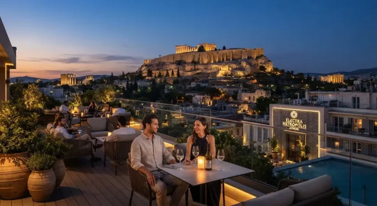 Hoteluri din Atena cu vedere la Acropola.