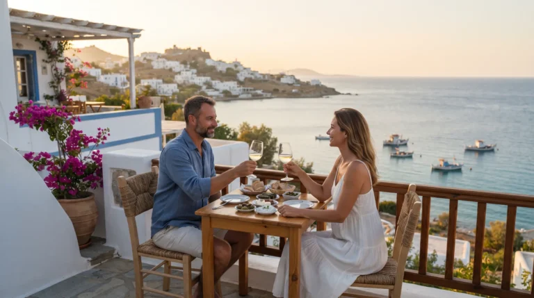 Cuplu în concediu în Grecia. - Vezi Unde mergi în Grecia în octombrie